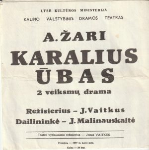 Spektaklio "Karalius Ūbas" programa