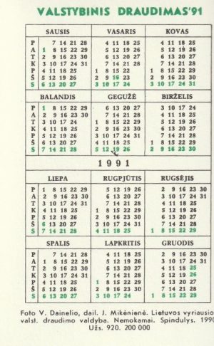Kalendoriukas, 1991 - Image 2