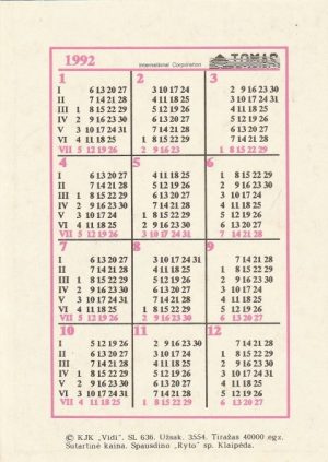 Kalendoriukas, 1992 - Image 2