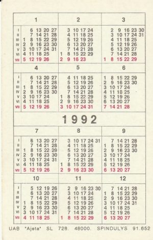 Kalendoriukas "Oldsmobile Cutlass", 1992 - Image 2