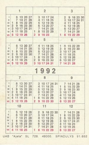 Kalendoriukas "Mitsubishi Diamante/Sigma", 1992 - Image 2