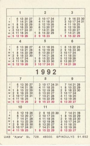 Kalendoriukas "Opel Senator", 1992 - Image 2