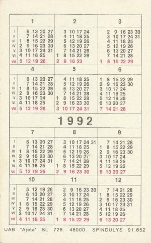 Kalendoriukas, 1992 - Image 2