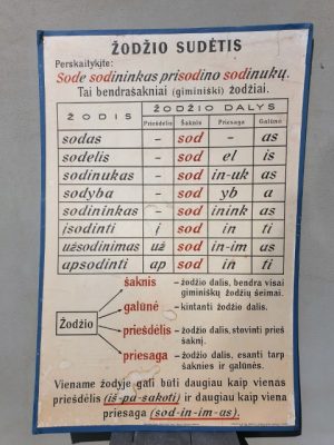 Mokomasis plakatas "Žodžio sudėtis. Nekirčiuotų ilgųjų balsių ą, ę rašymas žodžio šaknyje"