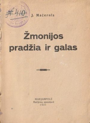 J. Mačernis. Žmonijos pradžia ir galas