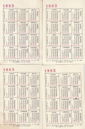 Kalendoriukų rinkinys, 1983, 4 vnt. - Image 2