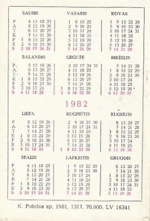 Kalendoriukas "Valstybinis draudimas", 1982 - Image 2